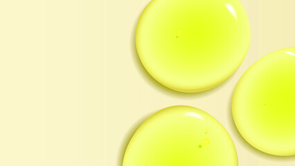 Vibrant Yellow Oil Drops with Glossy Reflections