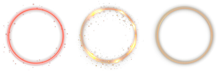 Red neon glowing circle with smooth light trail and sparkle effect. Vibrant luminous round frame ideal for sci-fi, tech, and modern design compositions.