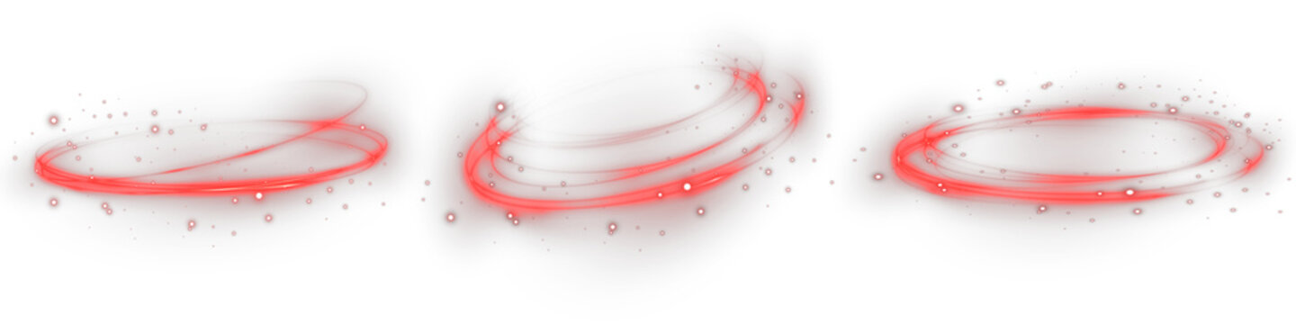 Abstract red neon light ring with glowing halo and bright flare. Vector circular light frame for futuristic, energetic, and digital art visuals.