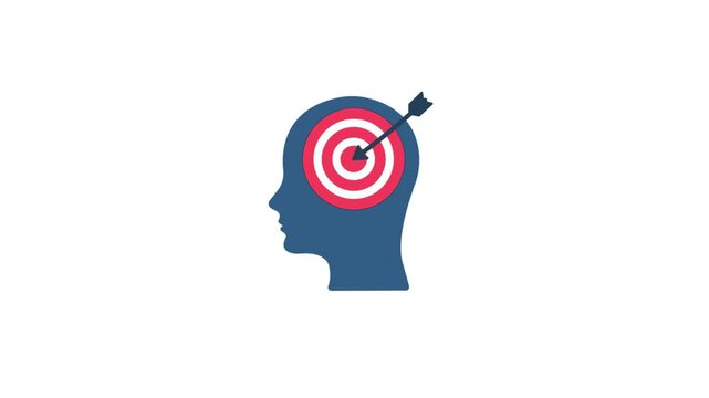 4k Mind Target. Goal Achievement Icon Animation Video