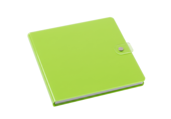 Isolated lime green organizer with a magnetic closure for notes and planning details