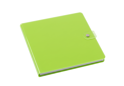 Isolated lime green organizer with a magnetic closure for notes and planning details