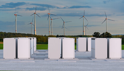 Electricity storage facility near a wind farm