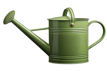 Green Metal Watering Can isolated on a transparent background 3