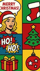 Obraz premium Festive pop art Christmas wallpaper for mobile