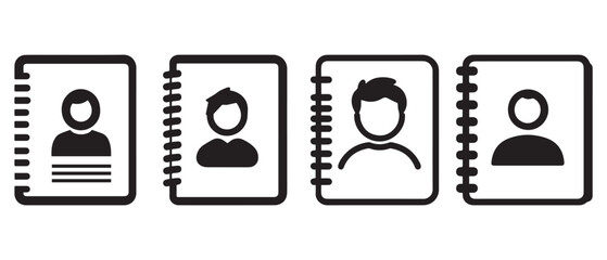 Contact book  Icon of a with a silhouette of a person on the cover.