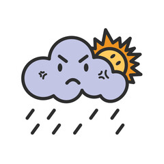 Weather forecast icons, colorful weather icons, Weather icons isolated on white background