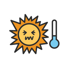 Weather forecast icons, colorful weather icons, Weather icons isolated on white background