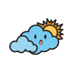 Weather forecast icons, colorful weather icons, Weather icons isolated on white background