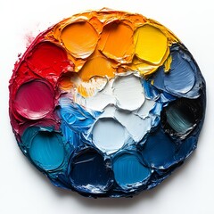 top view of an art color palette - isolated on white background