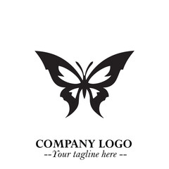 Elegant Butterfly Logo Symbol in Black on White Background with Minimalist and Modern Design
