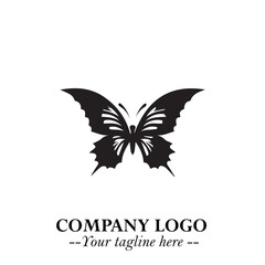 Elegant Butterfly Logo Symbol in Black on White Background with Minimalist and Modern Design
