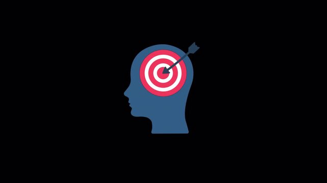 Mind Target. Goal Achievement Icon Animation Video - Transparent