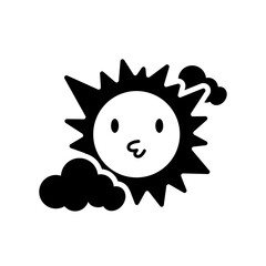 Weather and climate forecast icons in black. Displays temperatures for ice, snow, fog, sun, winter, rain, and clouds for web applications.