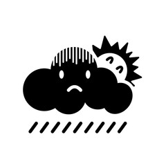 Weather and climate forecast icons in black. Displays temperatures for ice, snow, fog, sun, winter, rain, and clouds for web applications.
