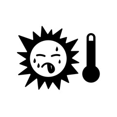 Weather and climate forecast icons in black. Displays temperatures for ice, snow, fog, sun, winter, rain, and clouds for web applications.