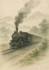 Fototapeta premium Vintage steam train in countryside