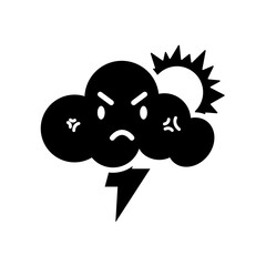 Weather and climate forecast icons in black. Displays temperatures for ice, snow, fog, sun, winter, rain, and clouds for web applications.