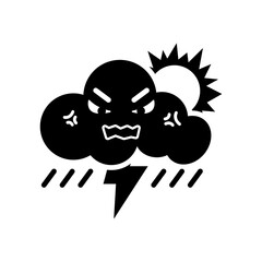 Weather and climate forecast icons in black. Displays temperatures for ice, snow, fog, sun, winter, rain, and clouds for web applications.
