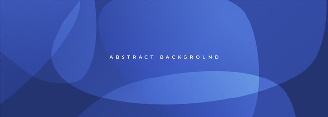 Dark blue abstract background with circular layers on wide banner. Modern minimalist geometric design vector illustration with dynamic shapes.