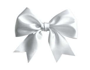 A pristine white silk bow, elegant and detailed against a black background