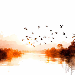 birds in the morning