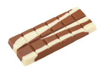 Isolated chocolate bar with milk and dark swirls, sweet indulgence and treat snack