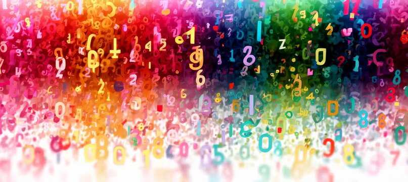 Colorful rain mathematic code computer number. Generative video AI technology.