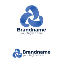 Modern Abstract Blue Loop Shape Logo Vector Design Template Illustrating Interconnection, Partnership, Infinity, Data Flow, Technology, Security, and Global Business Network Solutions