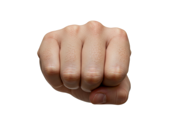 Isolated clenched fist strikes forward to punch or fight against opponent, violence