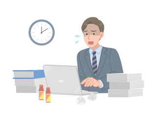 残業をするビジネスマン