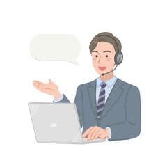 オンライン会議に出席するビジネスマン