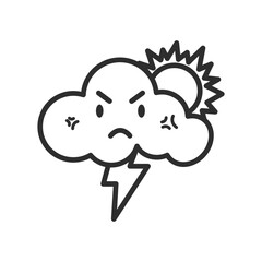 Weather line icon. weather forecast icon. Cloud logo. Weather, clouds, sunny day, moon, snowflakes, wind, sunny day.