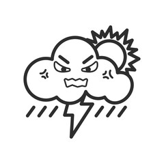 Weather line icon. weather forecast icon. Cloud logo. Weather, clouds, sunny day, moon, snowflakes, wind, sunny day.