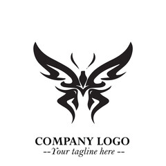 Elegant Butterfly Logo Symbol in Black on White Background with Minimalist and Modern Design
