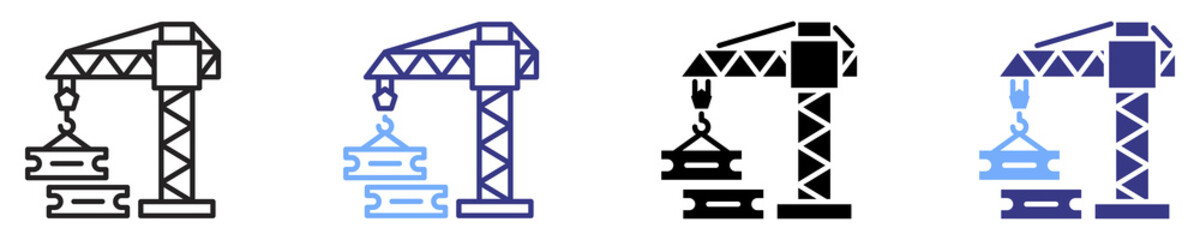 construction industry icon set multiple style