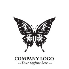 Elegant Butterfly Logo Symbol in Black on White Background with Minimalist and Modern Design
