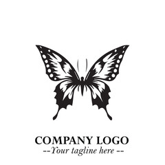 Elegant Butterfly Logo Symbol in Black on White Background with Minimalist and Modern Design
