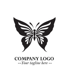 Elegant Butterfly Logo Symbol in Black on White Background with Minimalist and Modern Design
