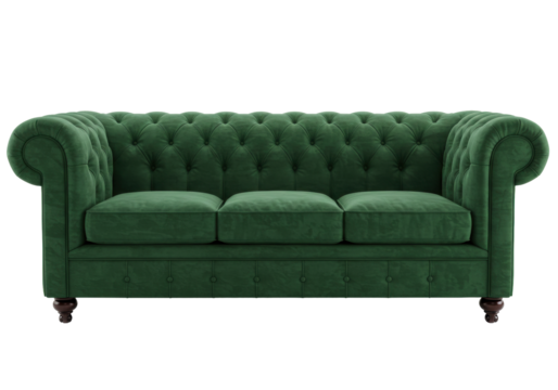 Isolated green Chesterfield sofa couch furniture luxury vintage elegant interior design style