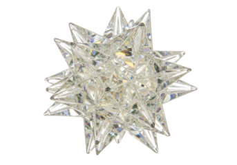 Isolated crystal starburst with geometric facets, sparkling, transparent, and modern
