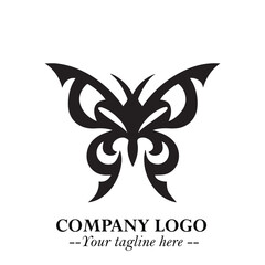 Elegant Butterfly Logo Symbol in Black on White Background with Minimalist and Modern Design
