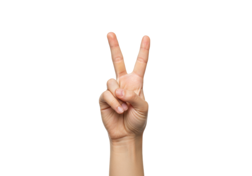 Isolated hand gesture peace sign with two fingers for victory, a symbol for good luck