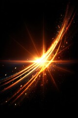 Obraz premium Abstract Golden Light Streaks on Black Background Sparkle and Shine with Energy and Motion for Graphic Design