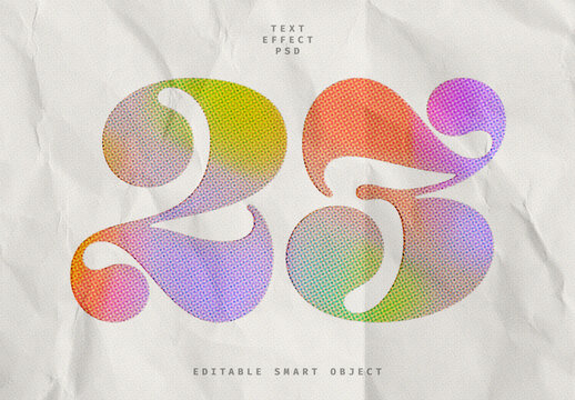 Colorful Printed Halftone Text Effect on Paper