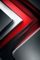 Abstract Metallic Layers in Red White and Gray Diagonal Composition Close Up Modern Design