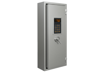 Isolated security safe with a digital keypad and display shows 1750, no distractions
