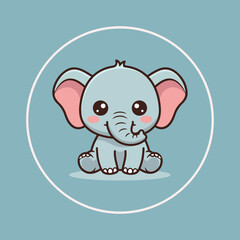 Kawaii elephant logo illustration. Vector cartoon logo of elephant.