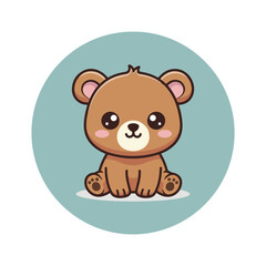 Kawaii Bear logo illustration. Vector cartoon logo of bear.