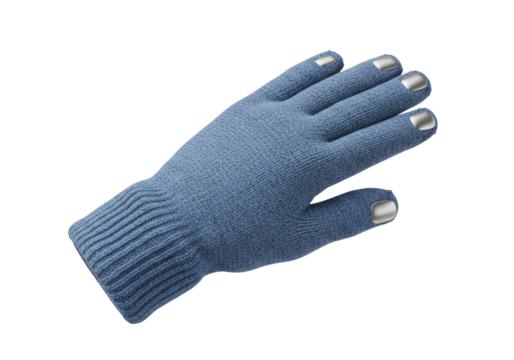 Isolated winter knitted gloves, conductive fingertips for touchscreen operation utility
